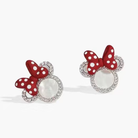 Red Minnie Mouse Earrings - Picture 1 of 4